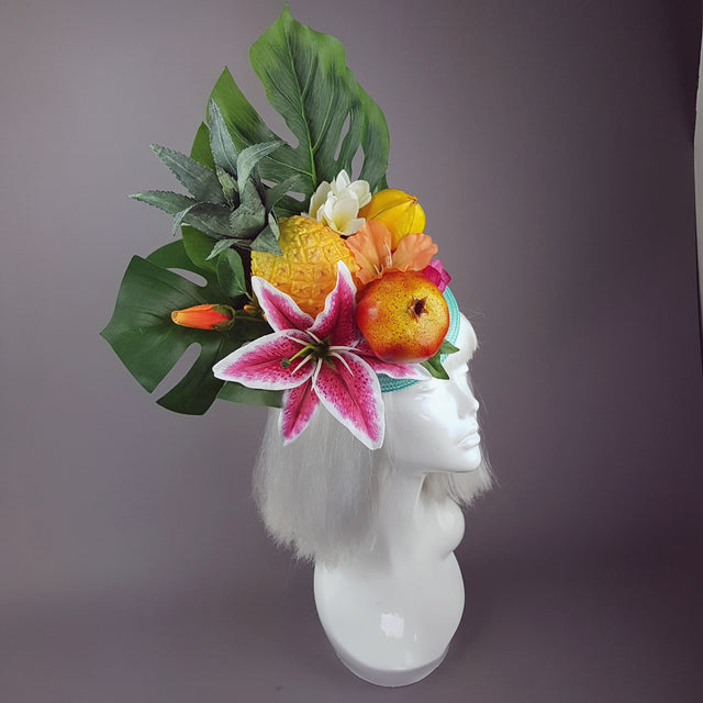 "Mangiare" Tropical Fruit & Flower Fascinator Hat