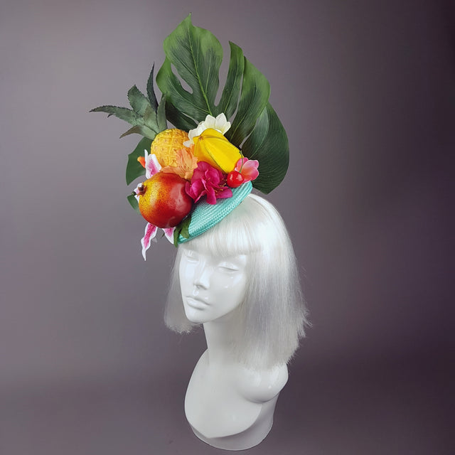 "Mangiare" Tropical Fruit & Flower Fascinator Hat