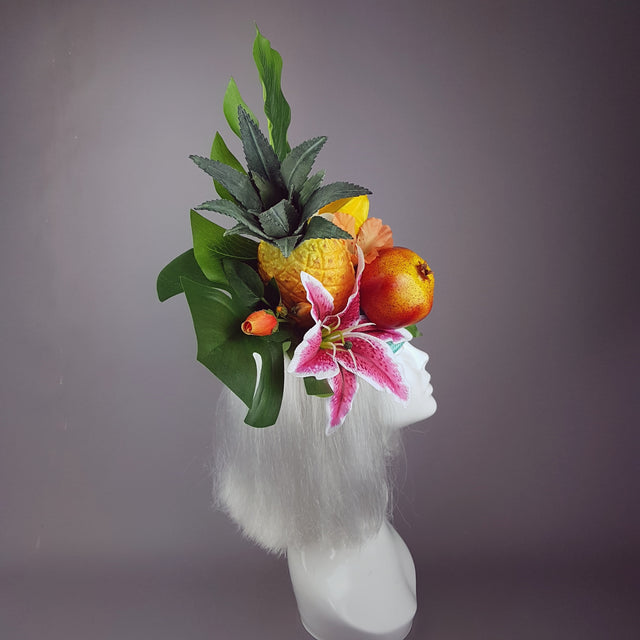 "Mangiare" Tropical Fruit & Flower Fascinator Hat