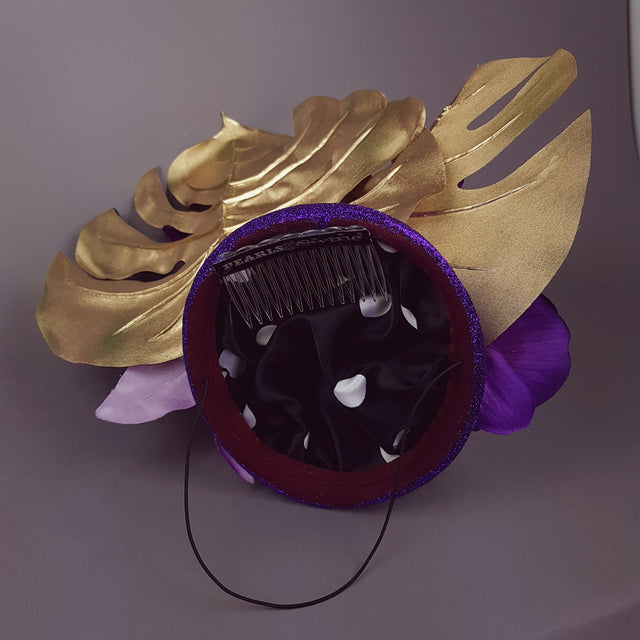 "Byakko" Tiger Gold & Purple Tropical Flower Fascinator Hat