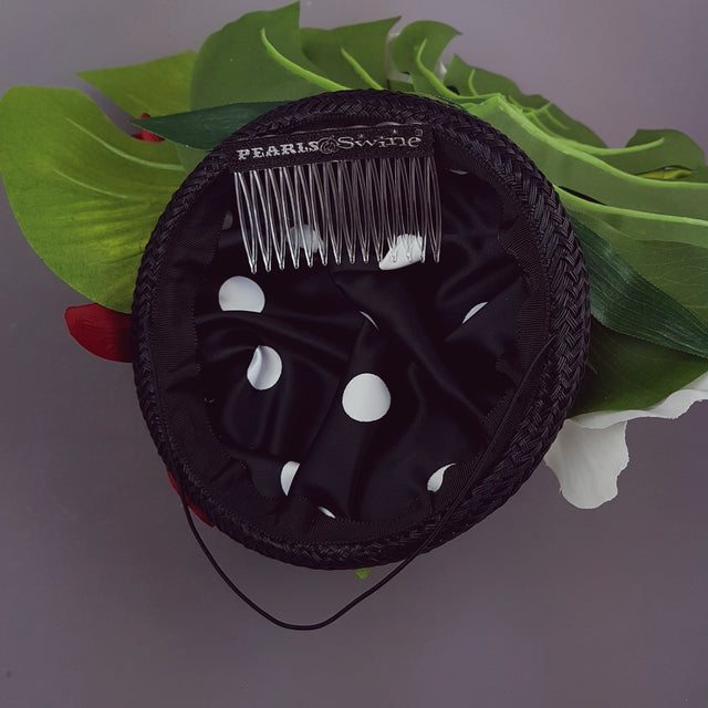 "Baekho" Tiger Red & Black Tropical Flower Fascinator Hat