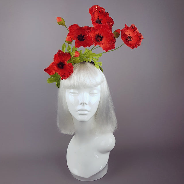 "Opium" Red Poppy Flower Headpiece