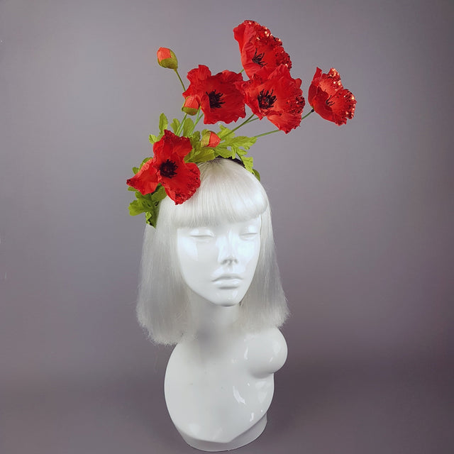 "Opium" Red Poppy Flower Headpiece