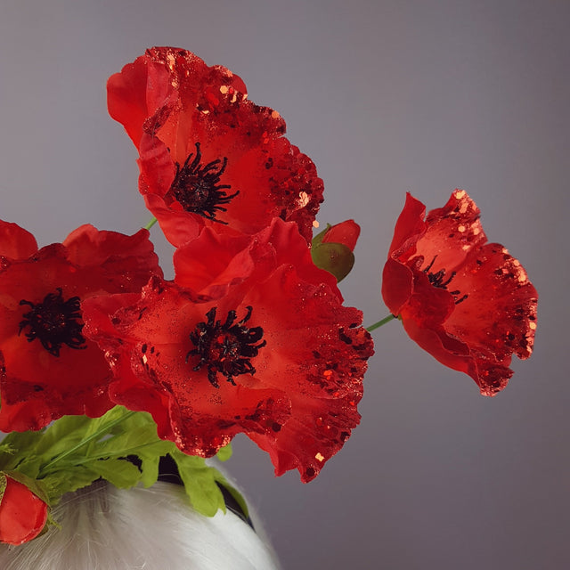 "Opium" Red Poppy Flower Headpiece