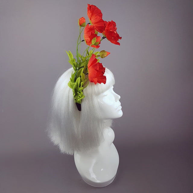 "Opium" Red Poppy Flower Headpiece