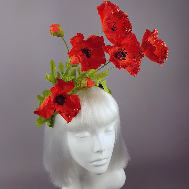 "Opium" Red Poppy Flower Headpiece