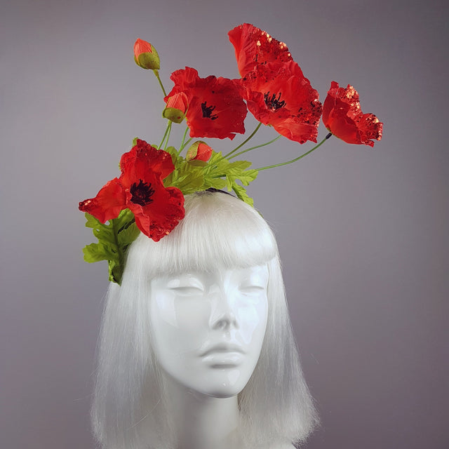 "Opium" Red Poppy Flower Headpiece