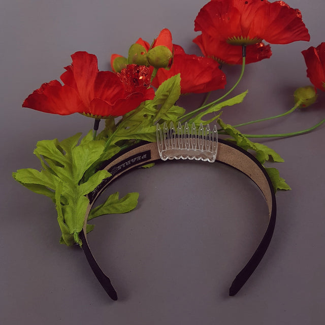 "Opium" Red Poppy Flower Headpiece