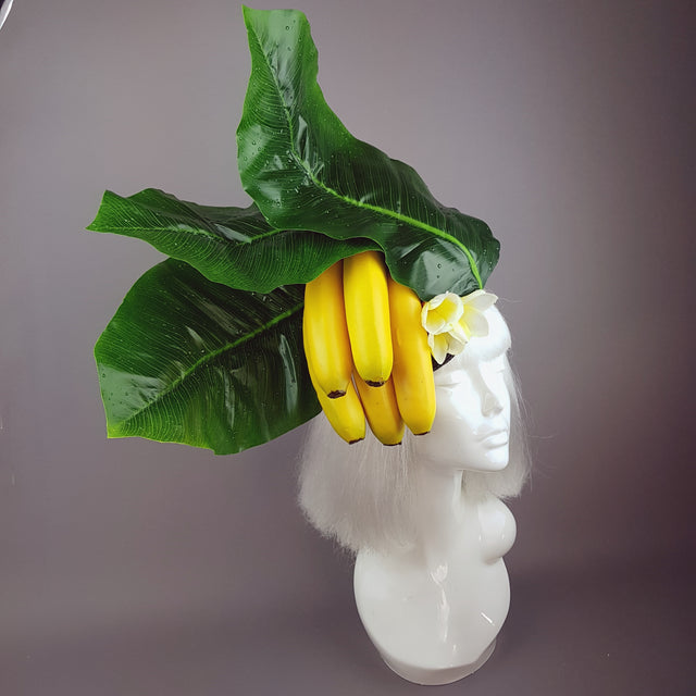 "Plátano" Tropical Banana and Banana Leaf Fascinator Hat