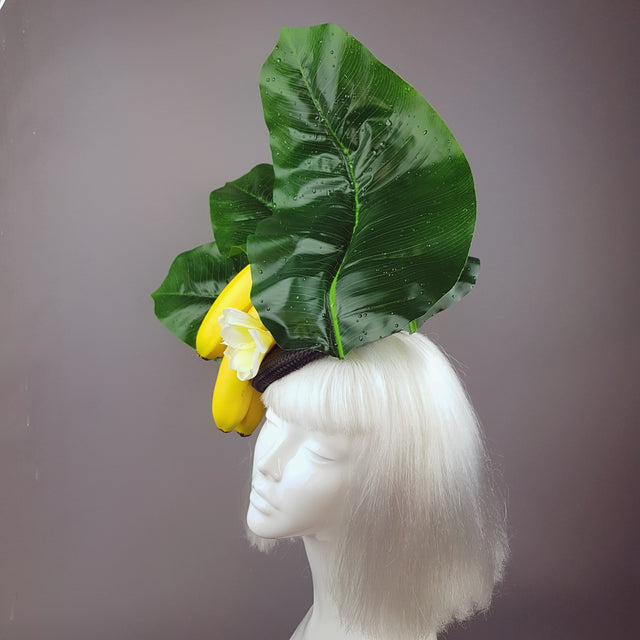 "Plátano" Tropical Banana and Banana Leaf Fascinator Hat
