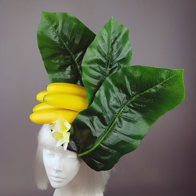 "Plátano" Tropical Banana and Banana Leaf Fascinator Hat