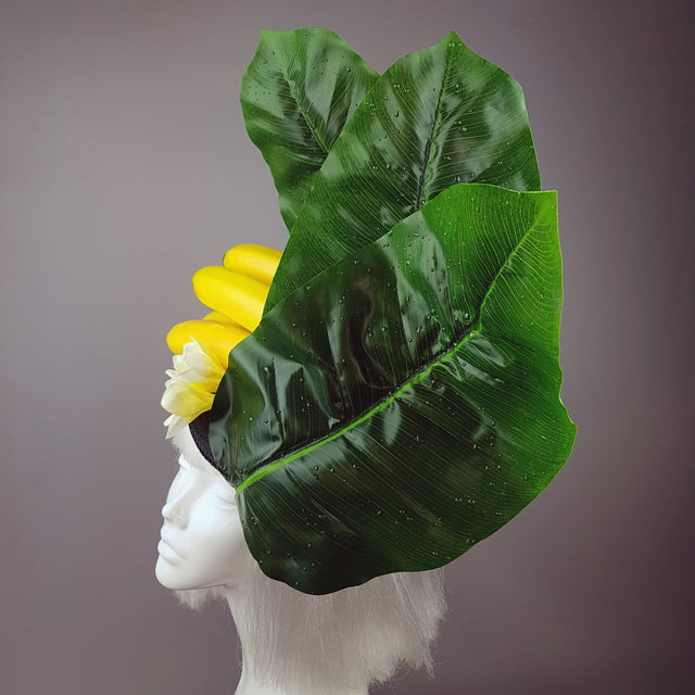 "Plátano" Tropical Banana and Banana Leaf Fascinator Hat