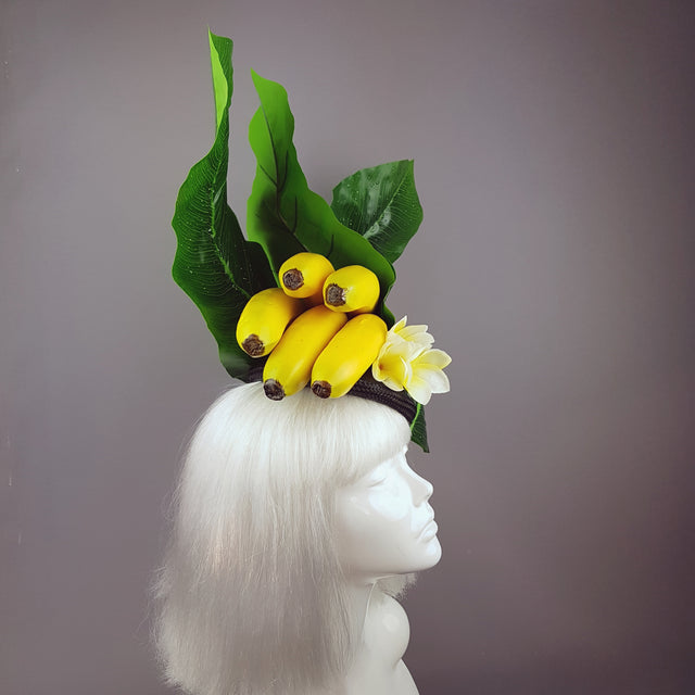 "Plátano" Tropical Banana and Banana Leaf Fascinator Hat