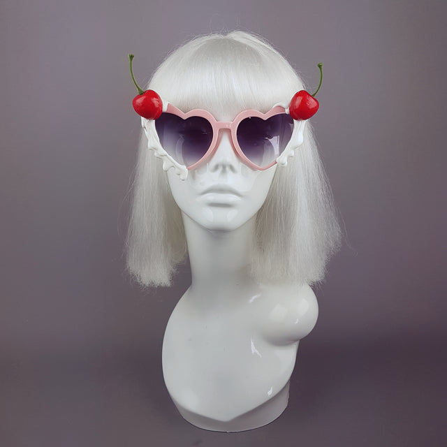 "Frosting" Cherries & Cream Heart Shaped Sunglasses