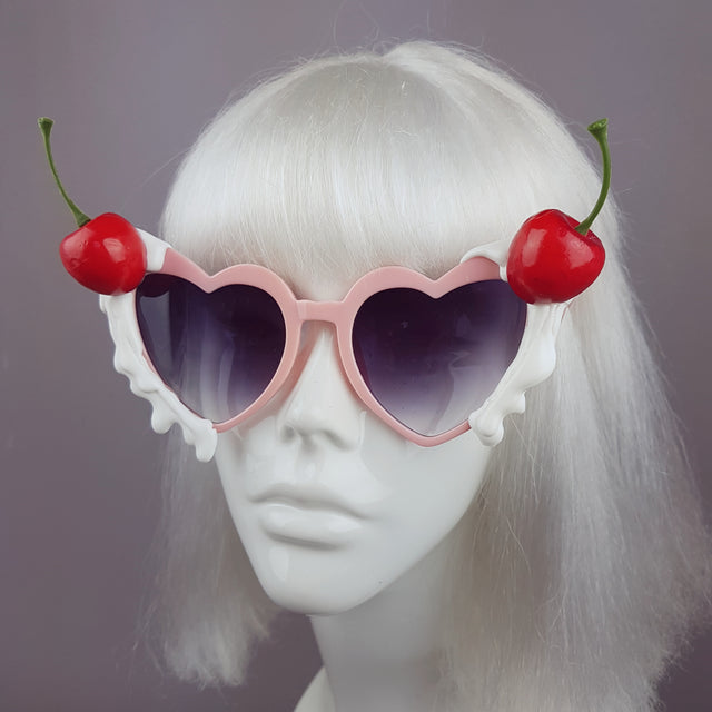 "Frosting" Cherries & Cream Heart Shaped Sunglasses