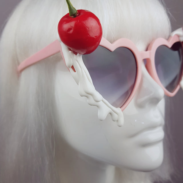 "Frosting" Cherries & Cream Heart Shaped Sunglasses