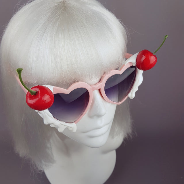 "Frosting" Cherries & Cream Heart Shaped Sunglasses