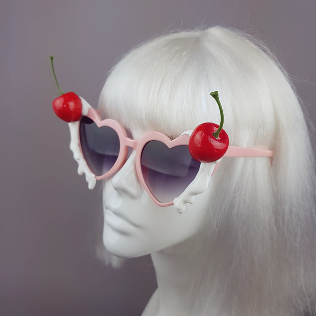 "Frosting" Cherries & Cream Heart Shaped Sunglasses