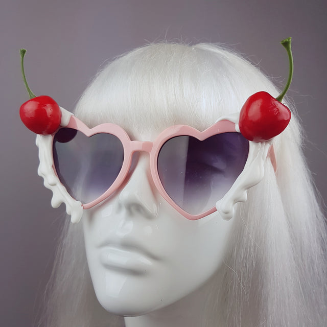 "Frosting" Cherries & Cream Heart Shaped Sunglasses