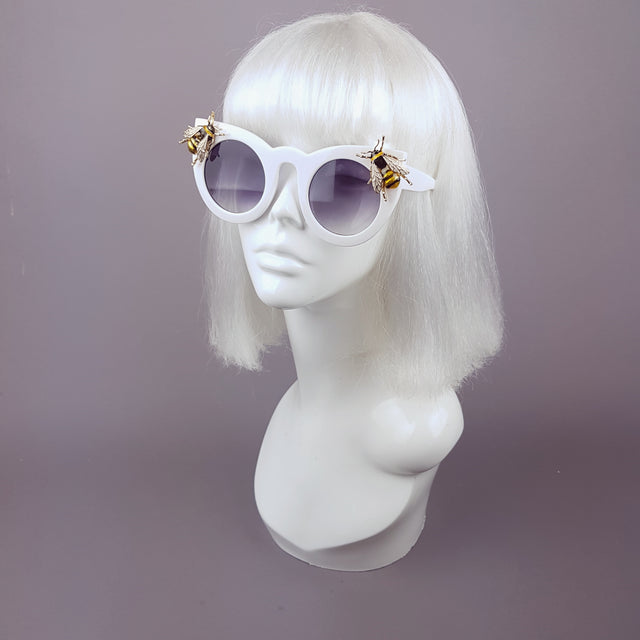 "Bumbler" White Yellow Bee Sunglasses