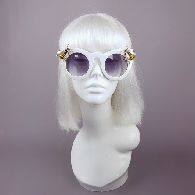 "Bumbler" White Yellow Bee Sunglasses
