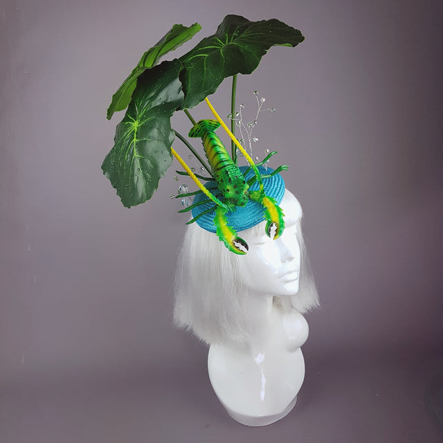 "Subacqueo" Lilypad, Bubbles & Lobster Fascinator Hat