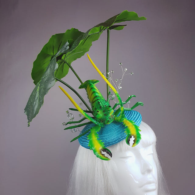 "Subacqueo" Lilypad, Bubbles & Lobster Fascinator Hat