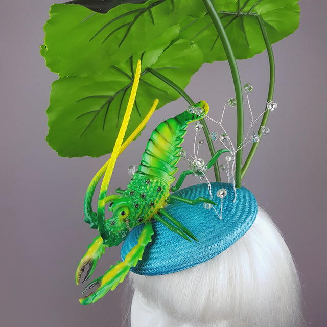 "Subacqueo" Lilypad, Bubbles & Lobster Fascinator Hat