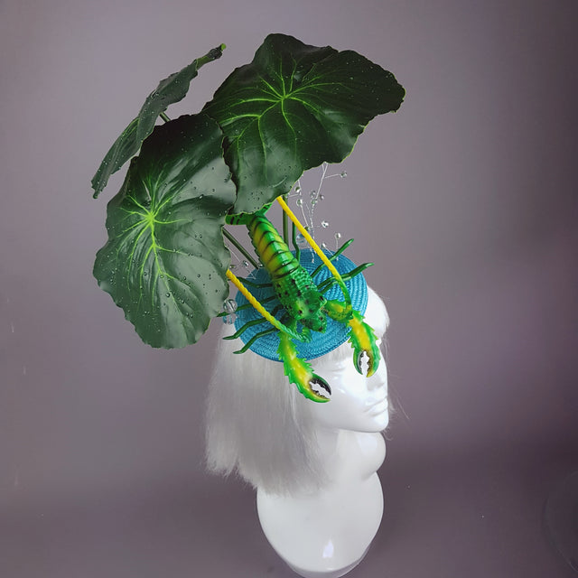 "Subacqueo" Lilypad, Bubbles & Lobster Fascinator Hat