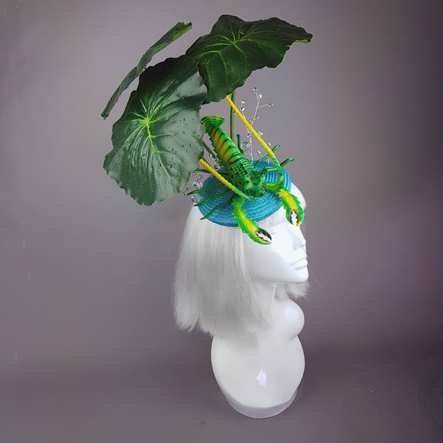 "Subacqueo" Lilypad, Bubbles & Lobster Fascinator Hat