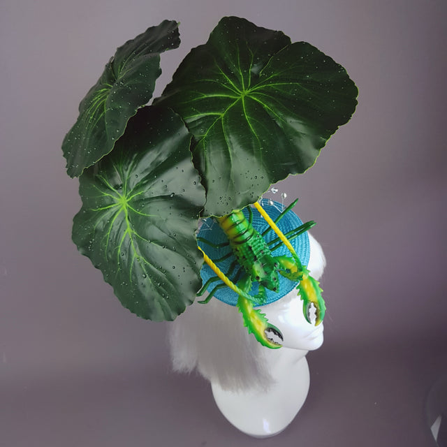 "Subacqueo" Lilypad, Bubbles & Lobster Fascinator Hat