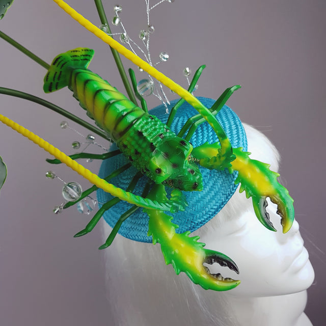 "Subacqueo" Lilypad, Bubbles & Lobster Fascinator Hat