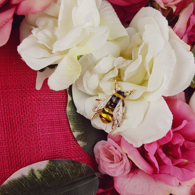 "Rose Garden" Extra Large Pink Flower Hat with Bee