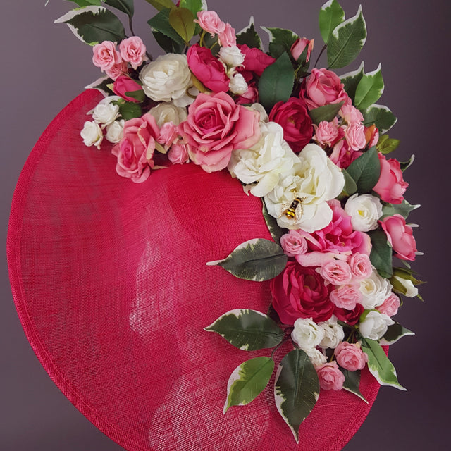 "Rose Garden" Extra Large Pink Flower Hat with Bee