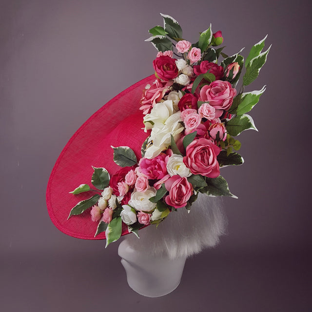 "Rose Garden" Extra Large Pink Flower Hat with Bee