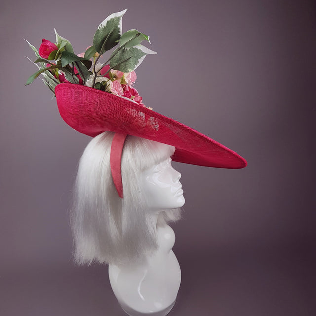 "Rose Garden" Extra Large Pink Flower Hat with Bee