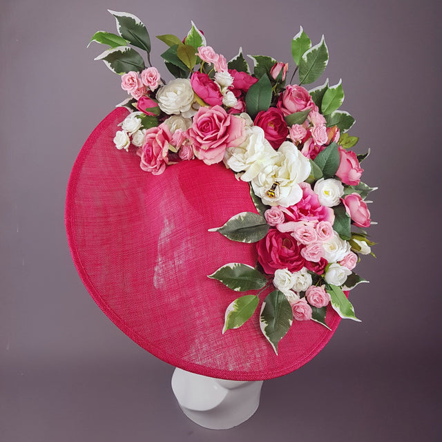 "Rose Garden" Extra Large Pink Flower Hat with Bee