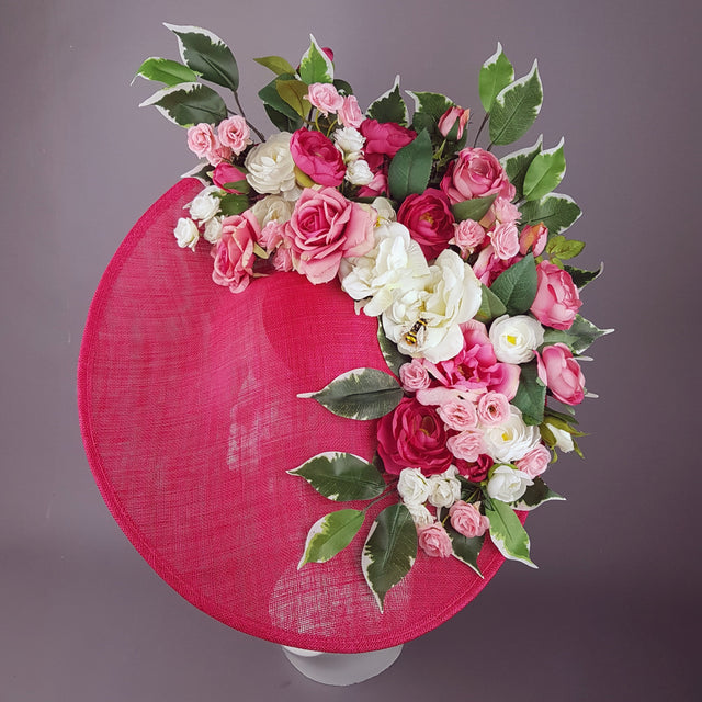 "Rose Garden" Extra Large Pink Flower Hat with Bee