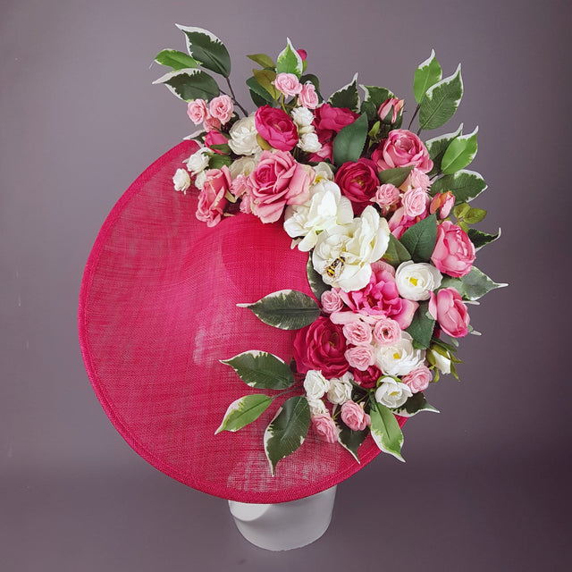"Rose Garden" Extra Large Pink Flower Hat with Bee