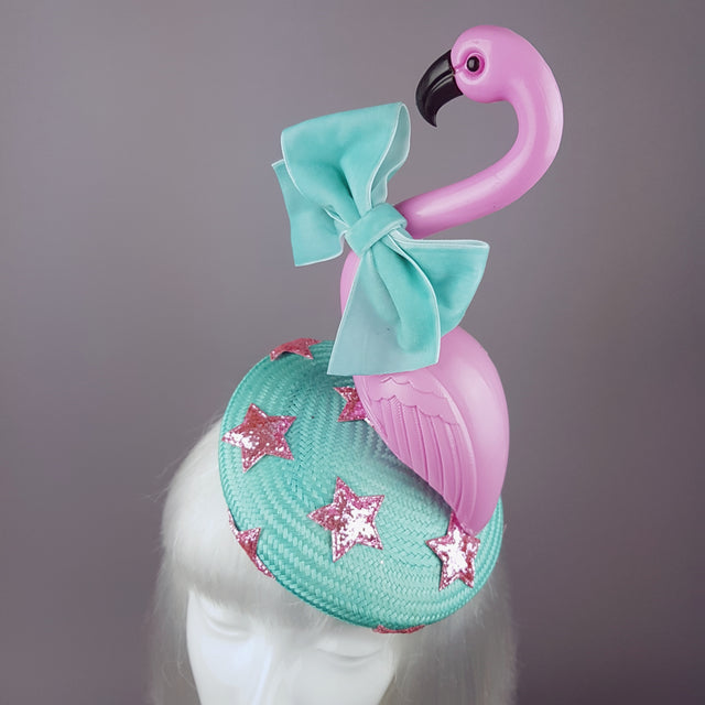 "Fifi la Floo" Pastel Pink & Blue Flamingo Fascinator Hat