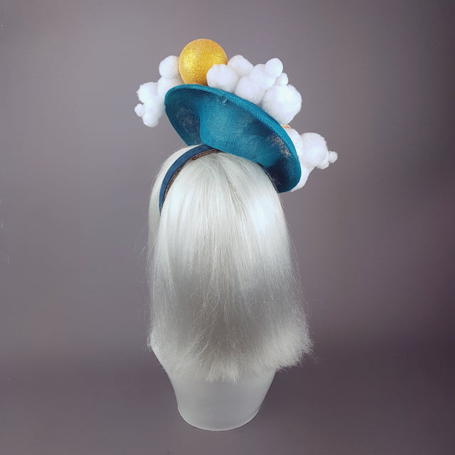 "Oh The Places You'll Go" Hot Air Balloon, Sun Clouds & Rainbow Fascinator Hat
