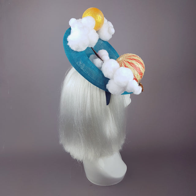 "Oh The Places You'll Go" Hot Air Balloon, Sun Clouds & Rainbow Fascinator Hat