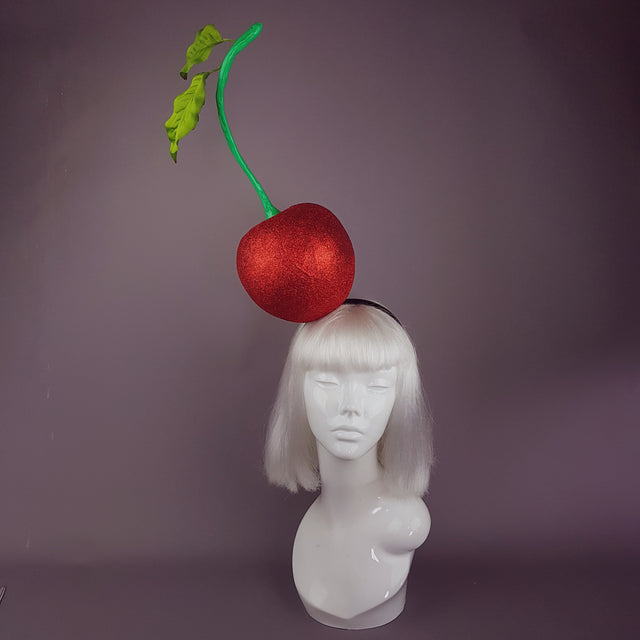 "Cherry on Top " Red Glitter Giant Cherry Headpiece