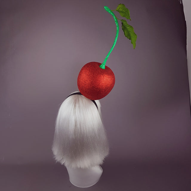 "Cherry on Top " Red Glitter Giant Cherry Headpiece