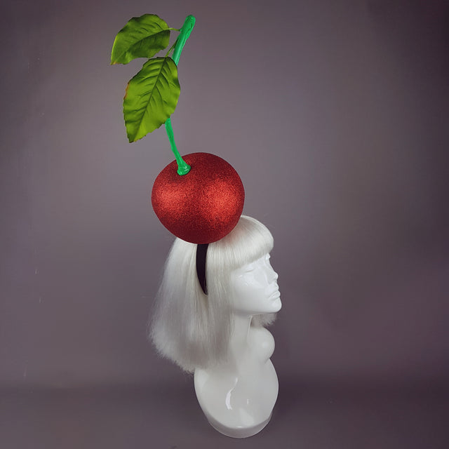 "Cherry on Top " Red Glitter Giant Cherry Headpiece