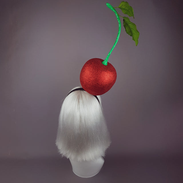"Cherry on Top " Red Glitter Giant Cherry Headpiece