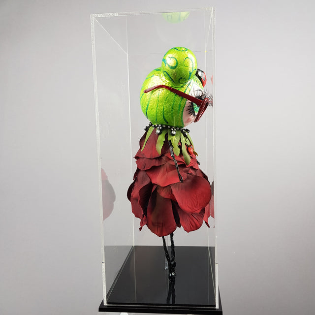 "Rosebud" Rose & Ladybird Doll LowBrow Art Sculpture in Perspex Box