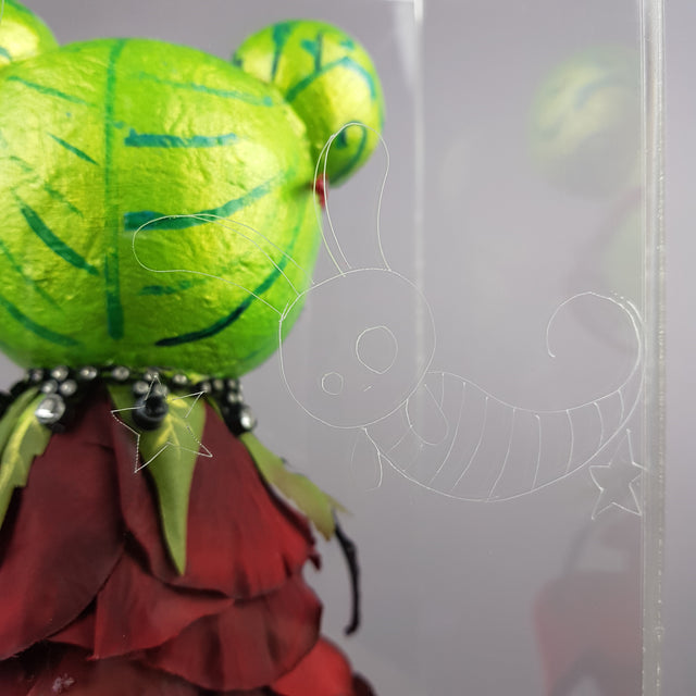 "Rosebud" Rose & Ladybird Doll LowBrow Art Sculpture in Perspex Box