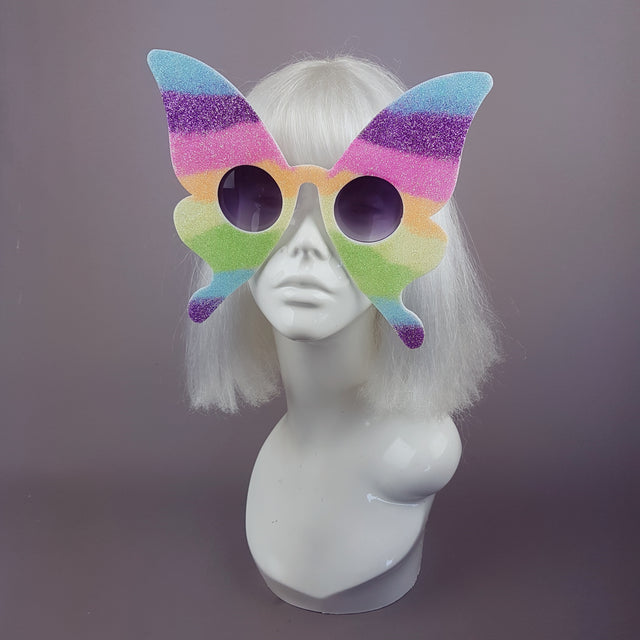 "Transformation" Rainbow Glitter Butterfly Sunglasses