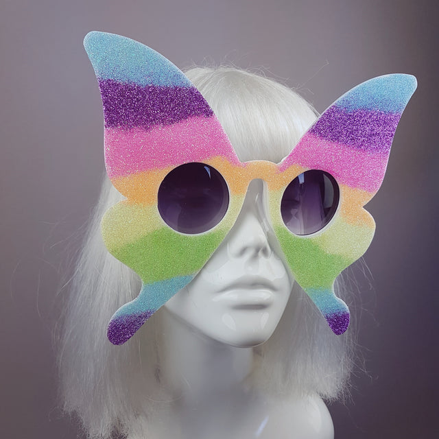 "Transformation" Rainbow Glitter Butterfly Sunglasses
